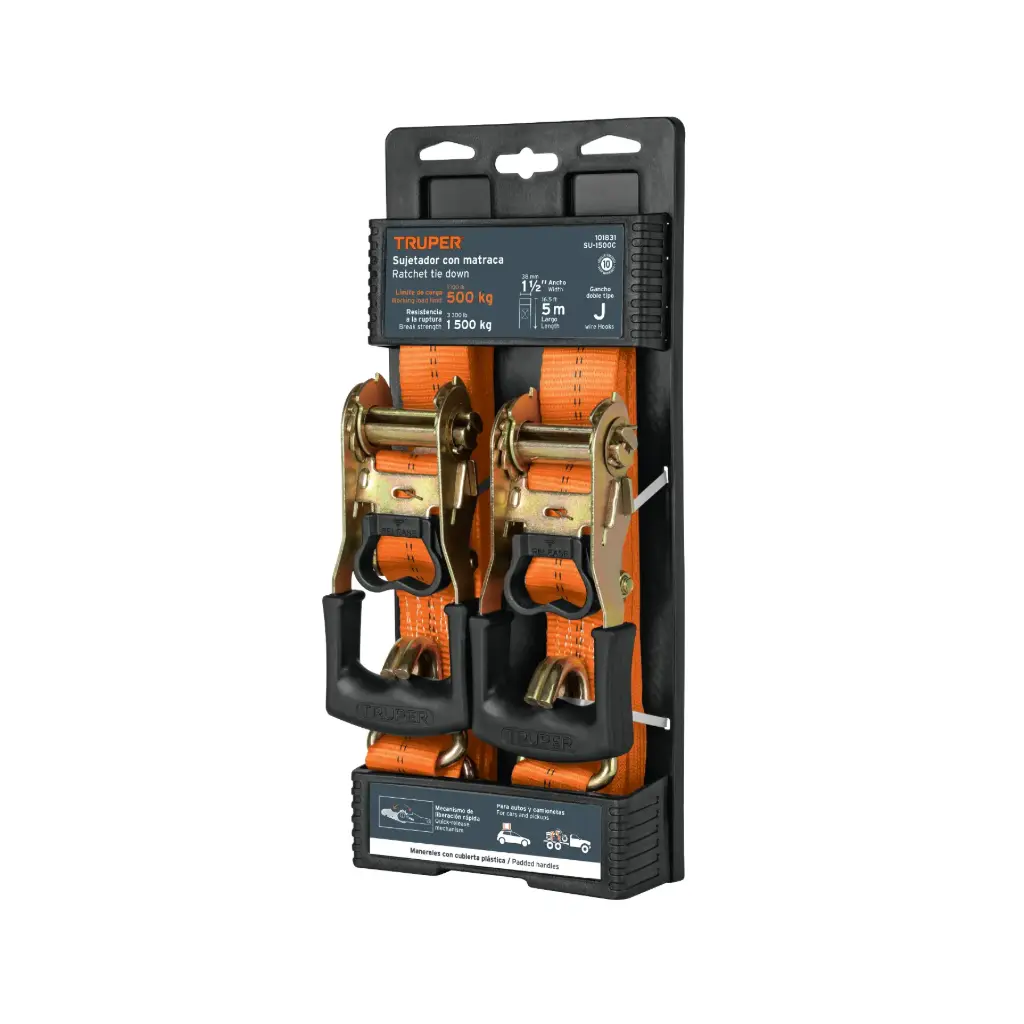 [101831] Juego de 2 sujetadores con ratchet carga máxima 1500 kg